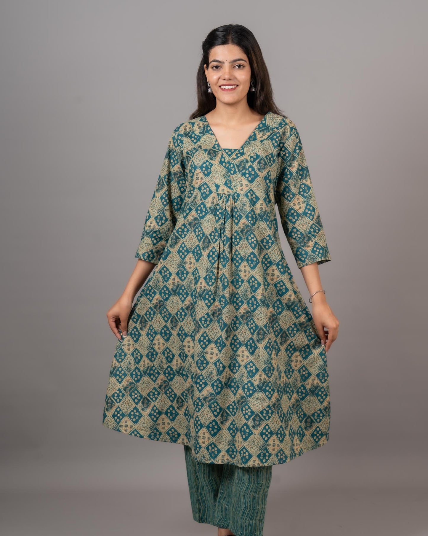 Women's Printed Cotton Kurta Set