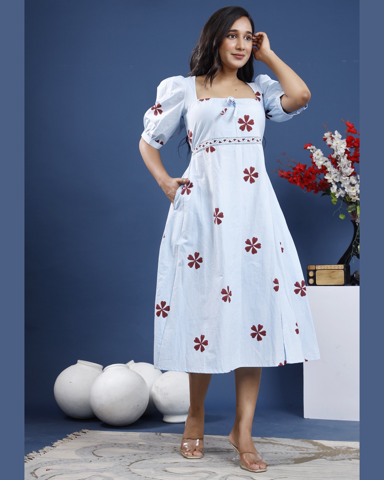 Women hand-block printed cotton dress