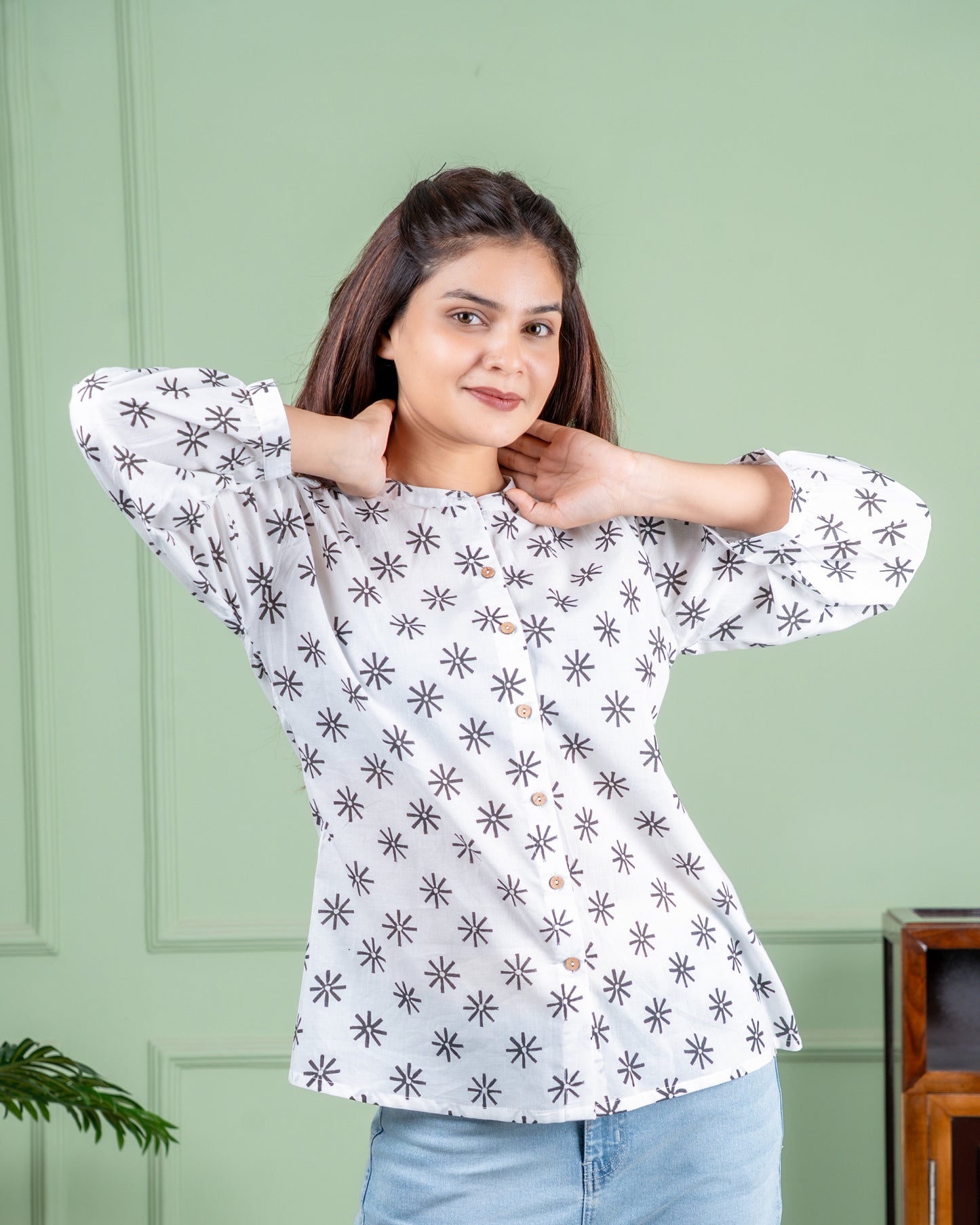 Hand-Block Printed cotton top