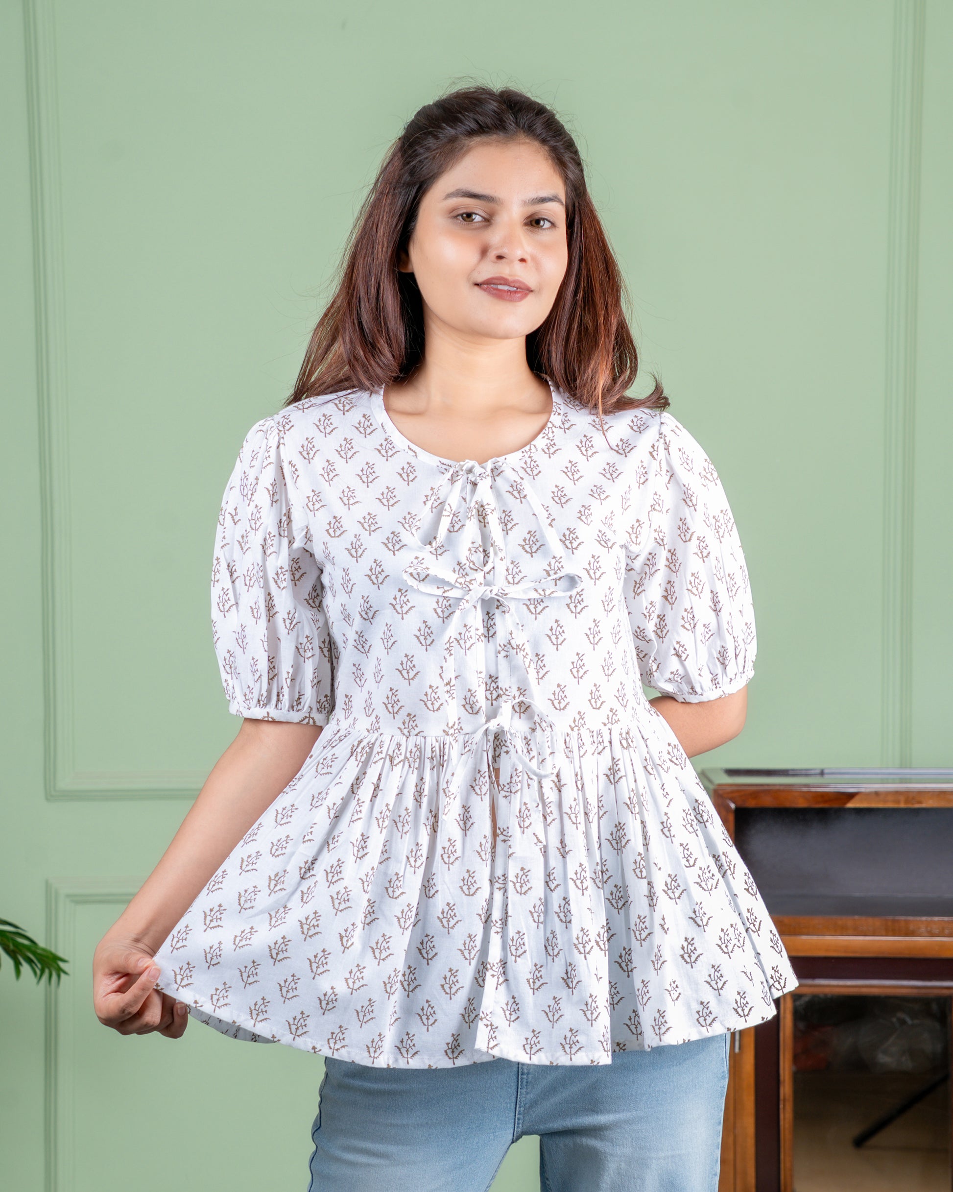 Handblock printed cotton top