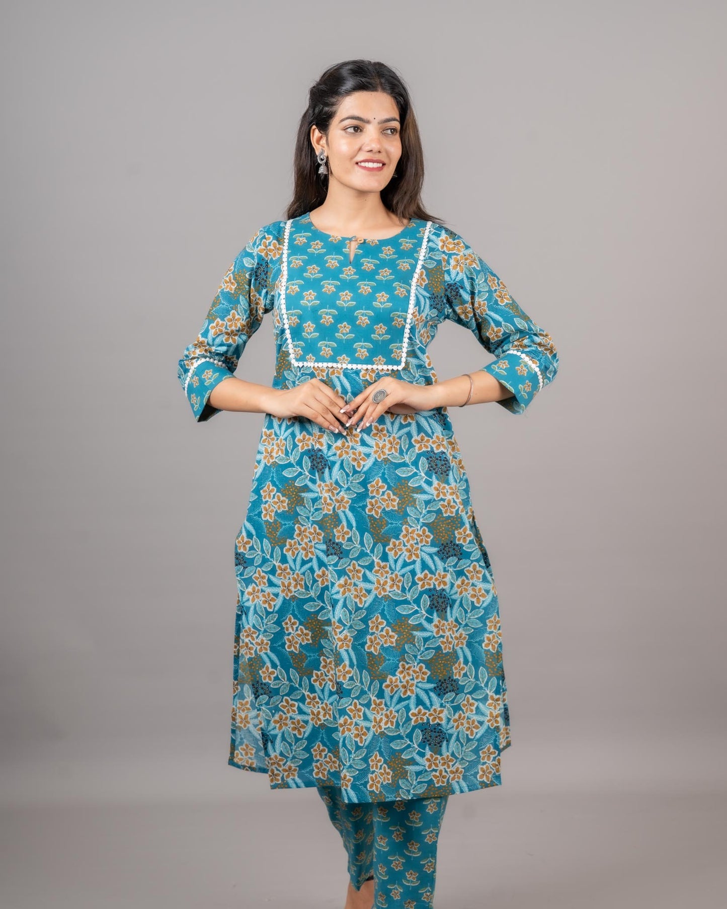 Women's Printed Cotton Kurta Set