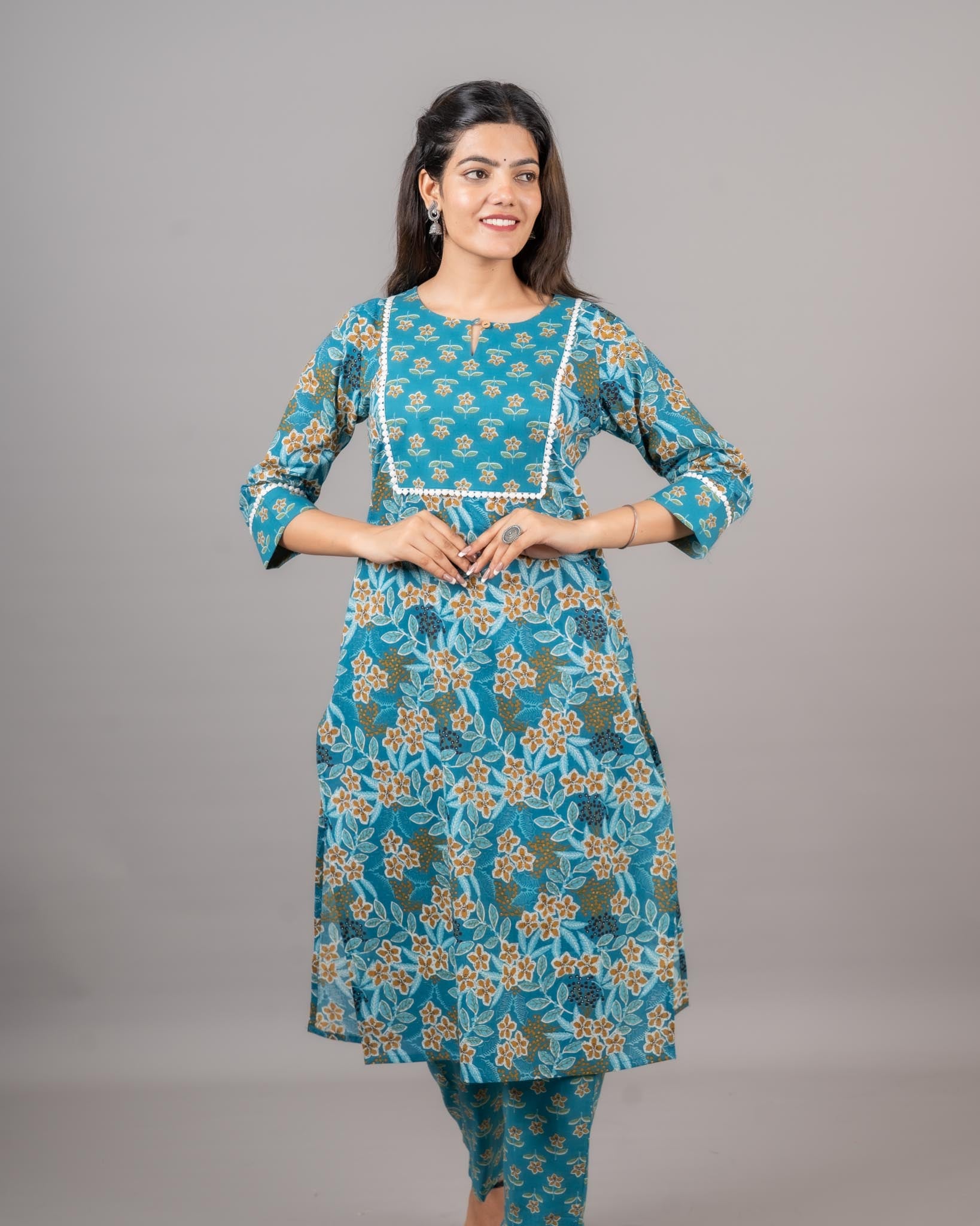 Women's Printed Cotton Kurta Set