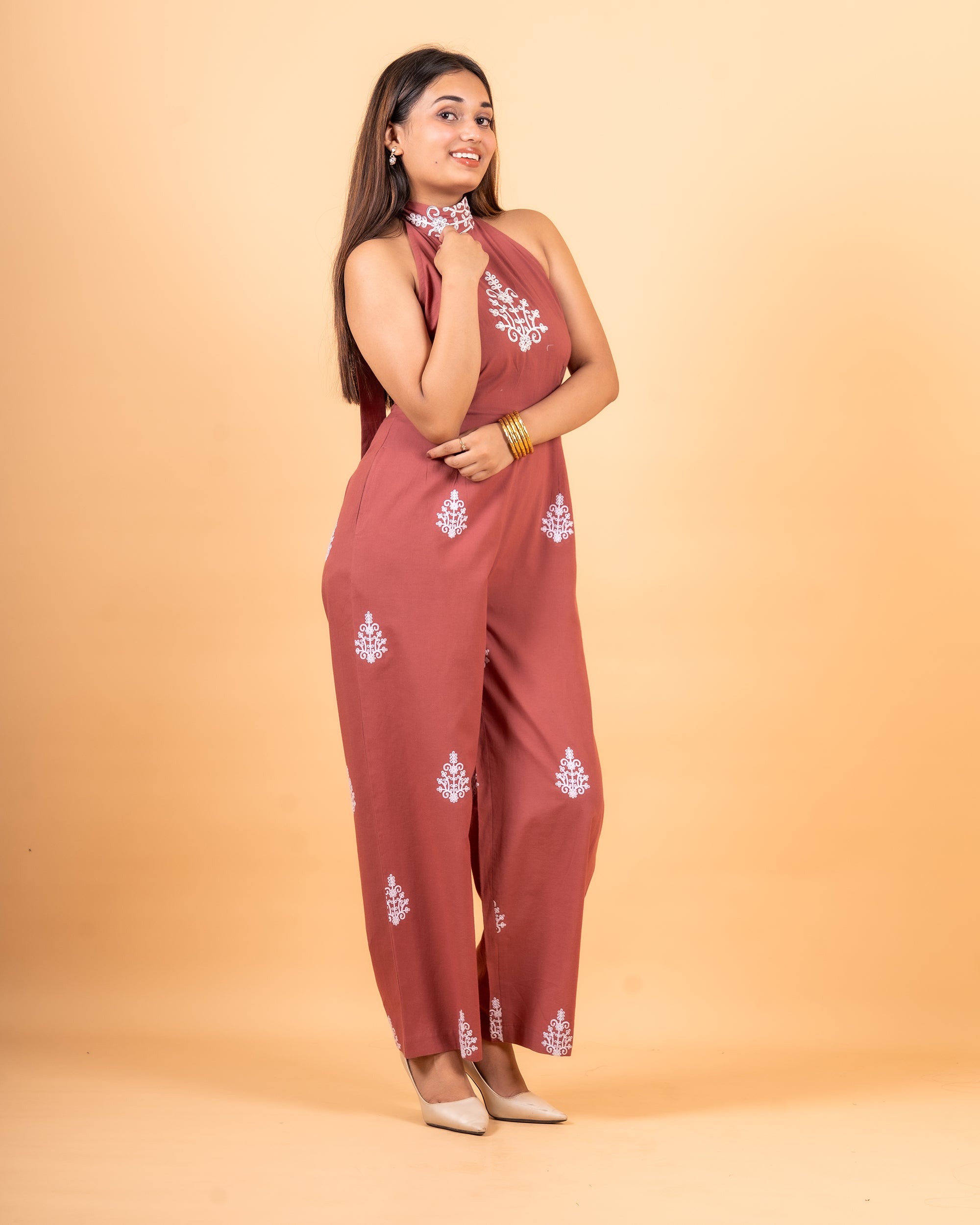 Embroidered Cotton Jumpsuit