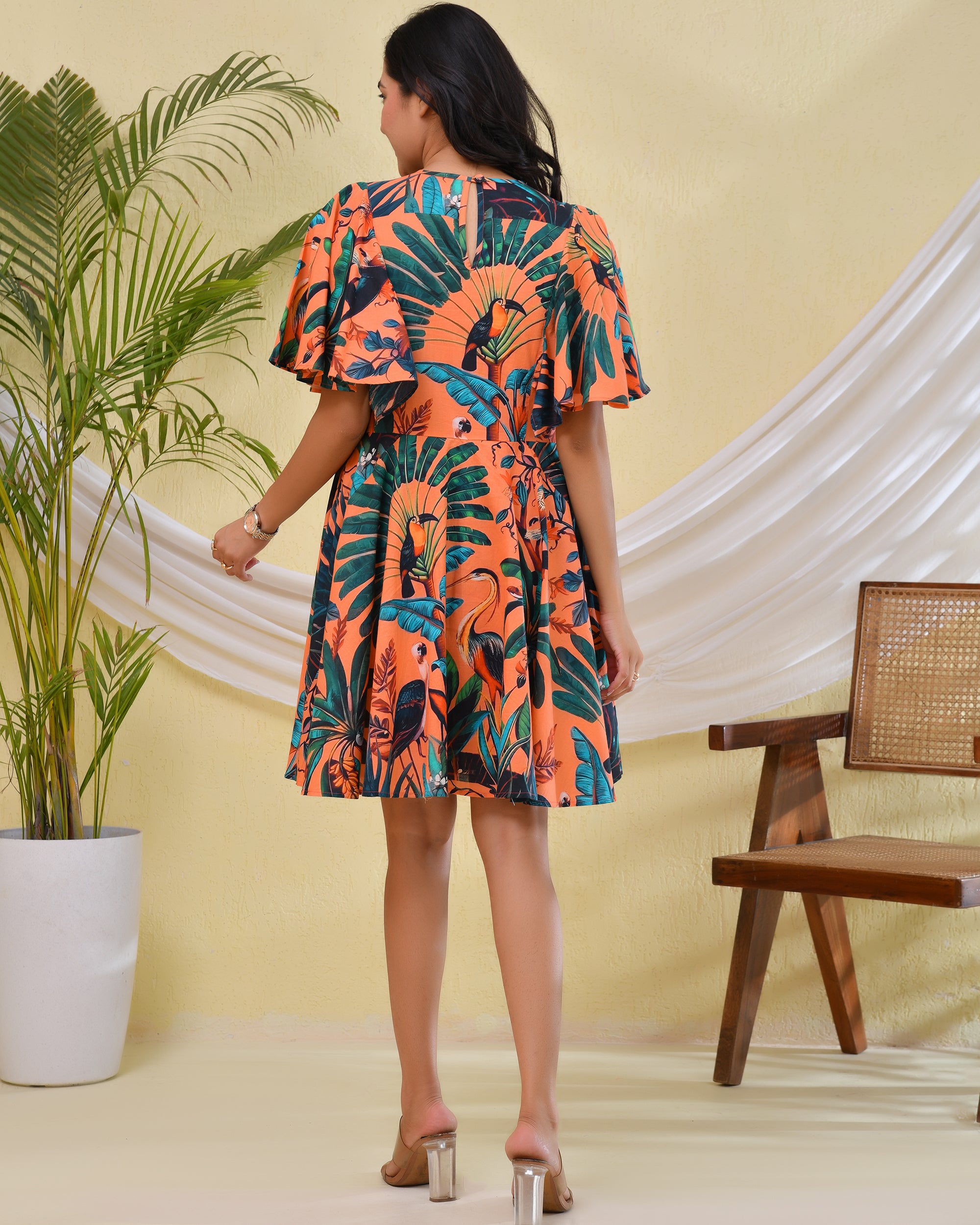 Printed Mini Flared Dress