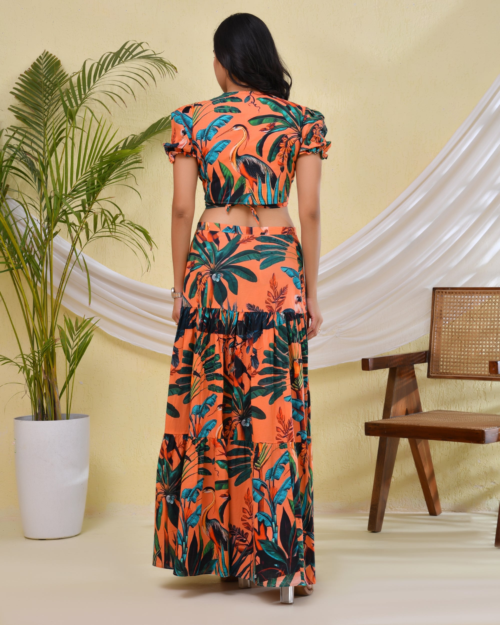 Floral Printed Co-ord set with Skirt and Crop top