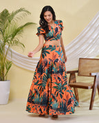 Floral Printed Co-ord set with Skirt and Crop top