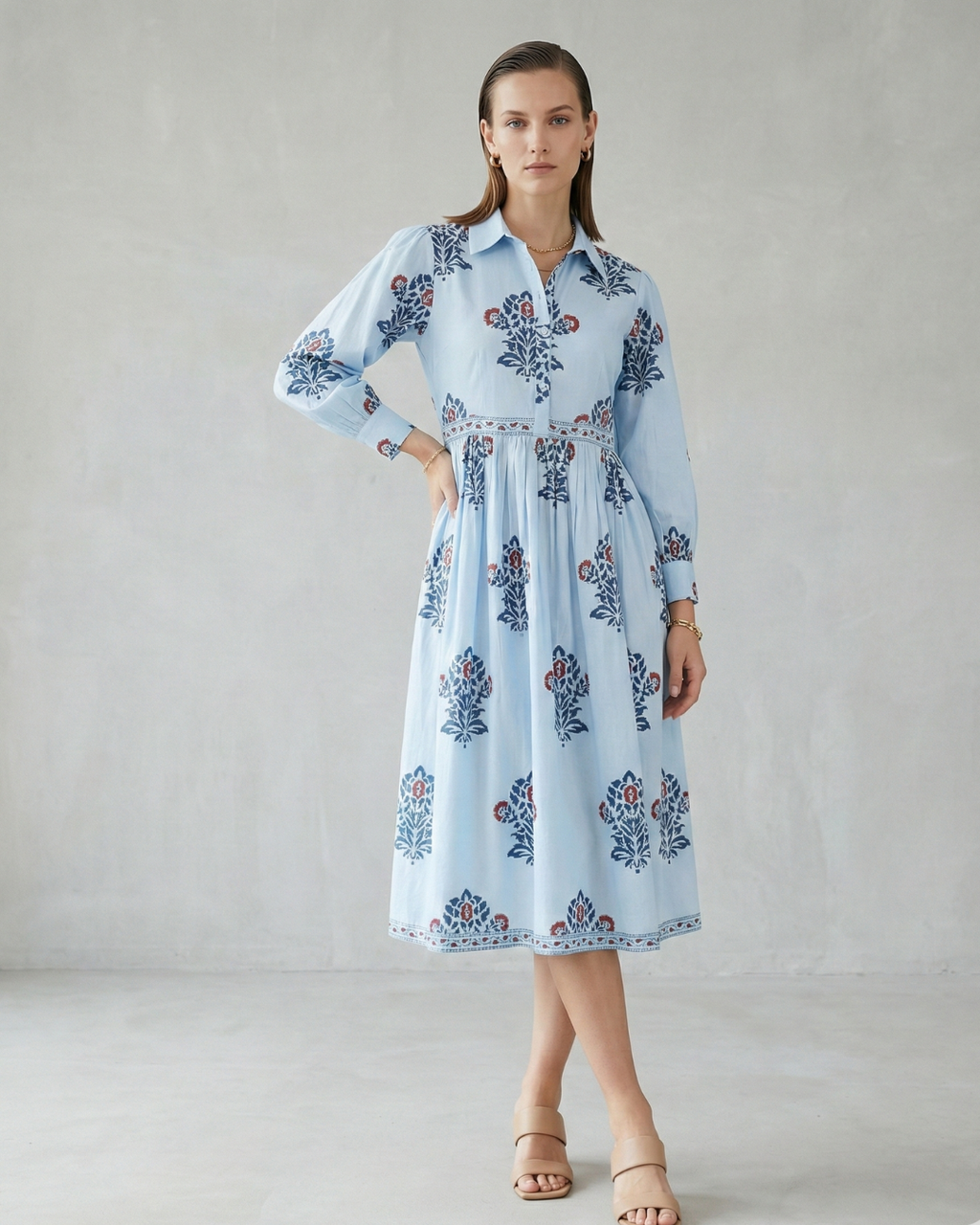 Women hand block printed cotton dress