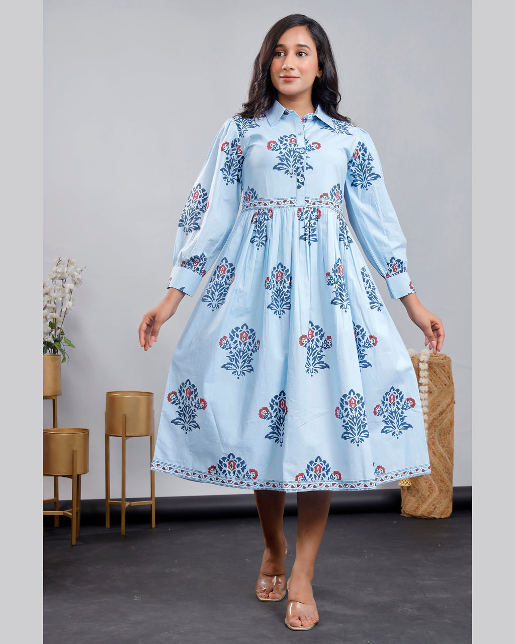 Women hand-block printed cotton dress