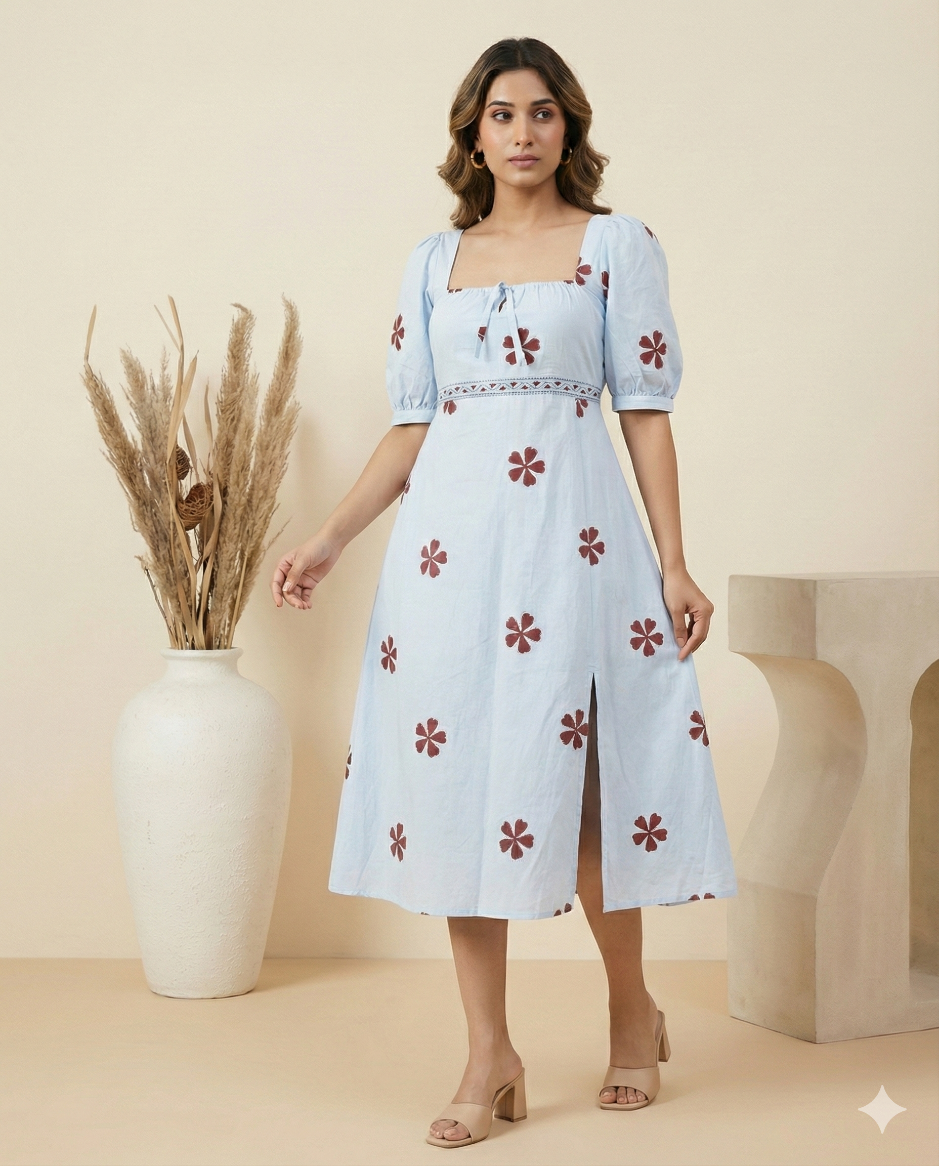 Women hand block printed cotton dress