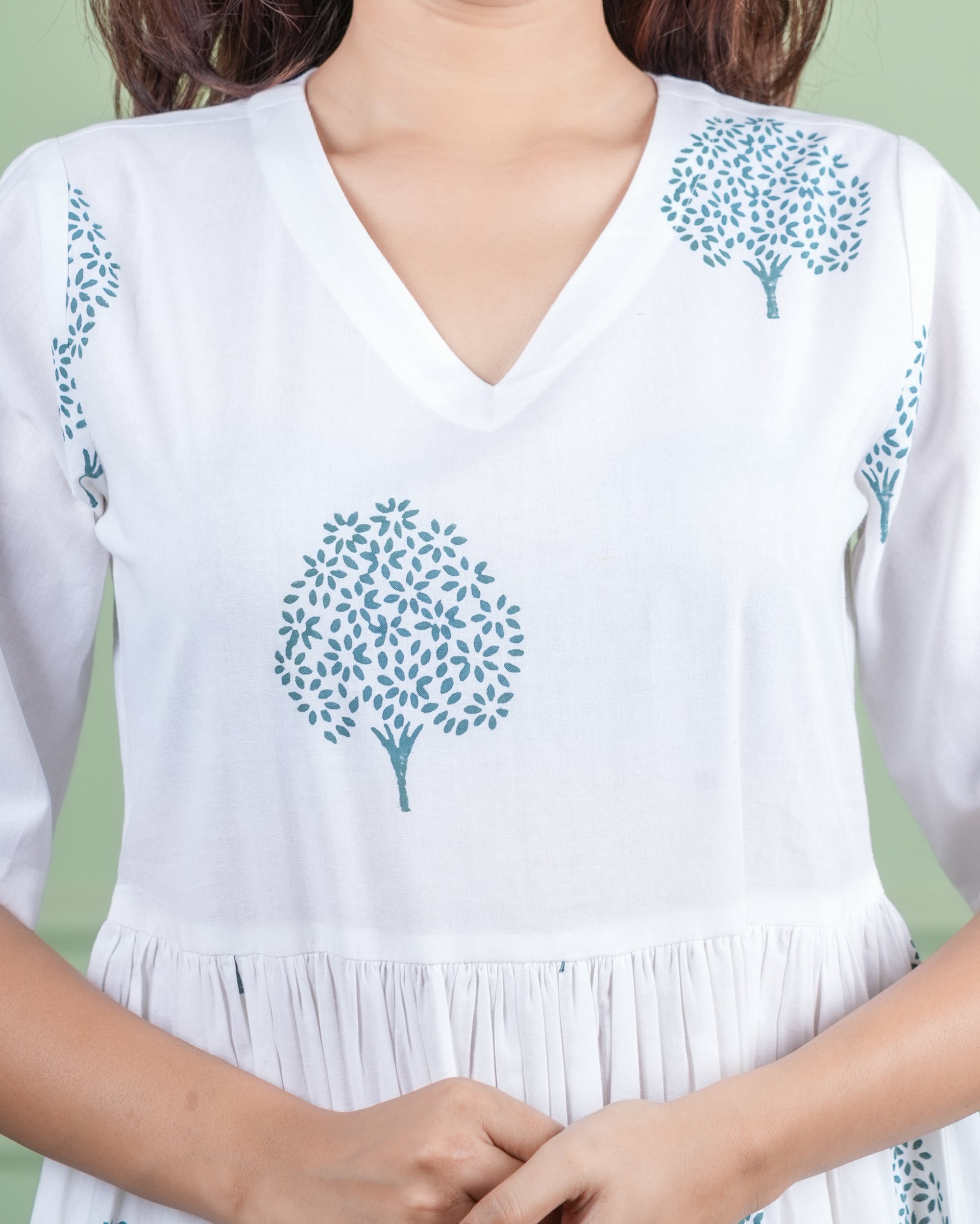 Hand block print cotton dress for women