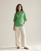 Women hand-block printed cotton shirt