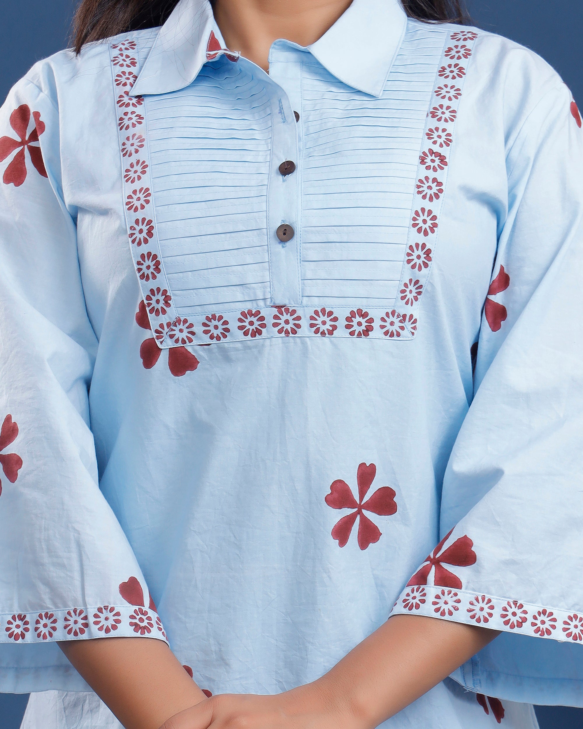 Women hand-block printed cotton top