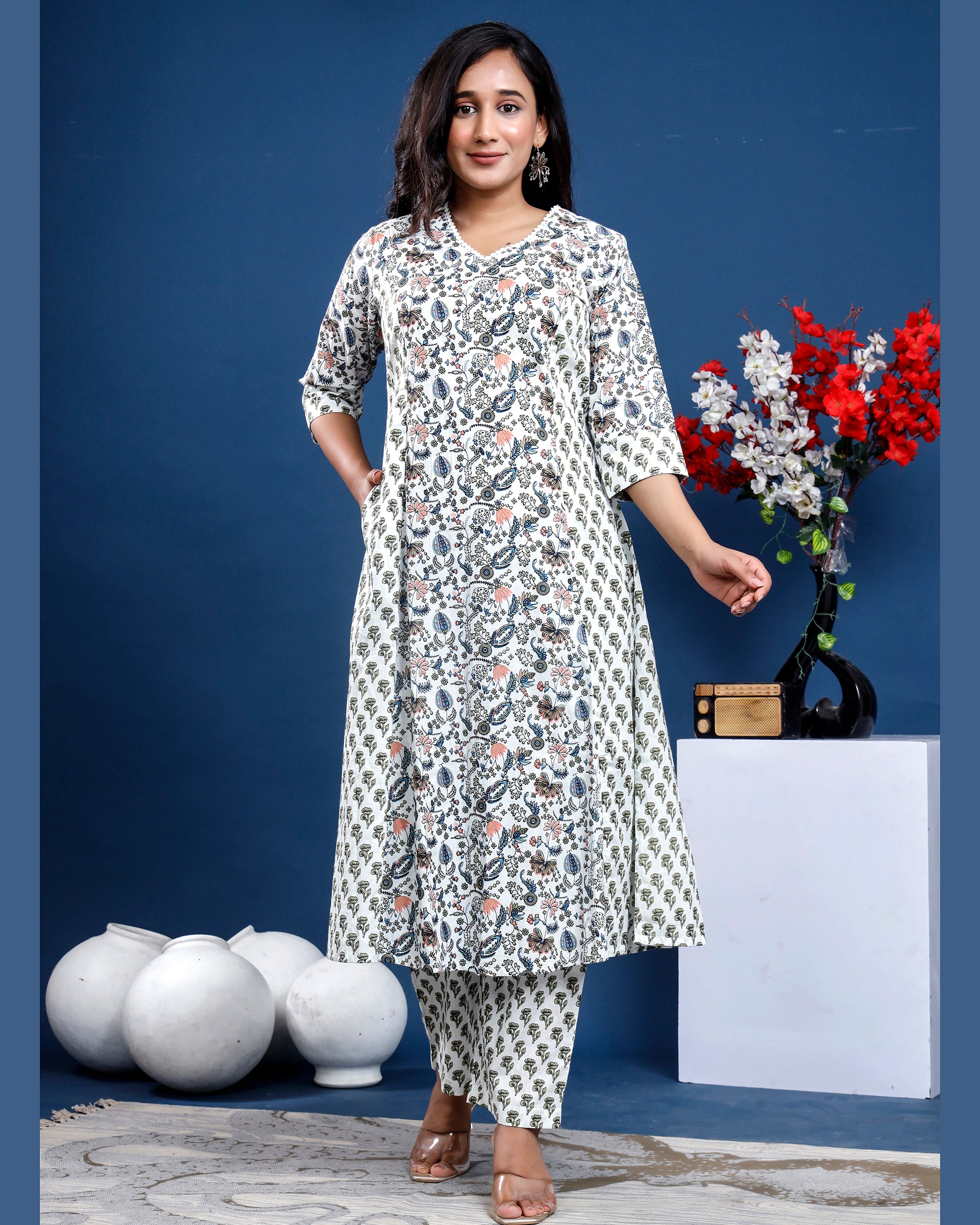Women Printed cotton Kurta set