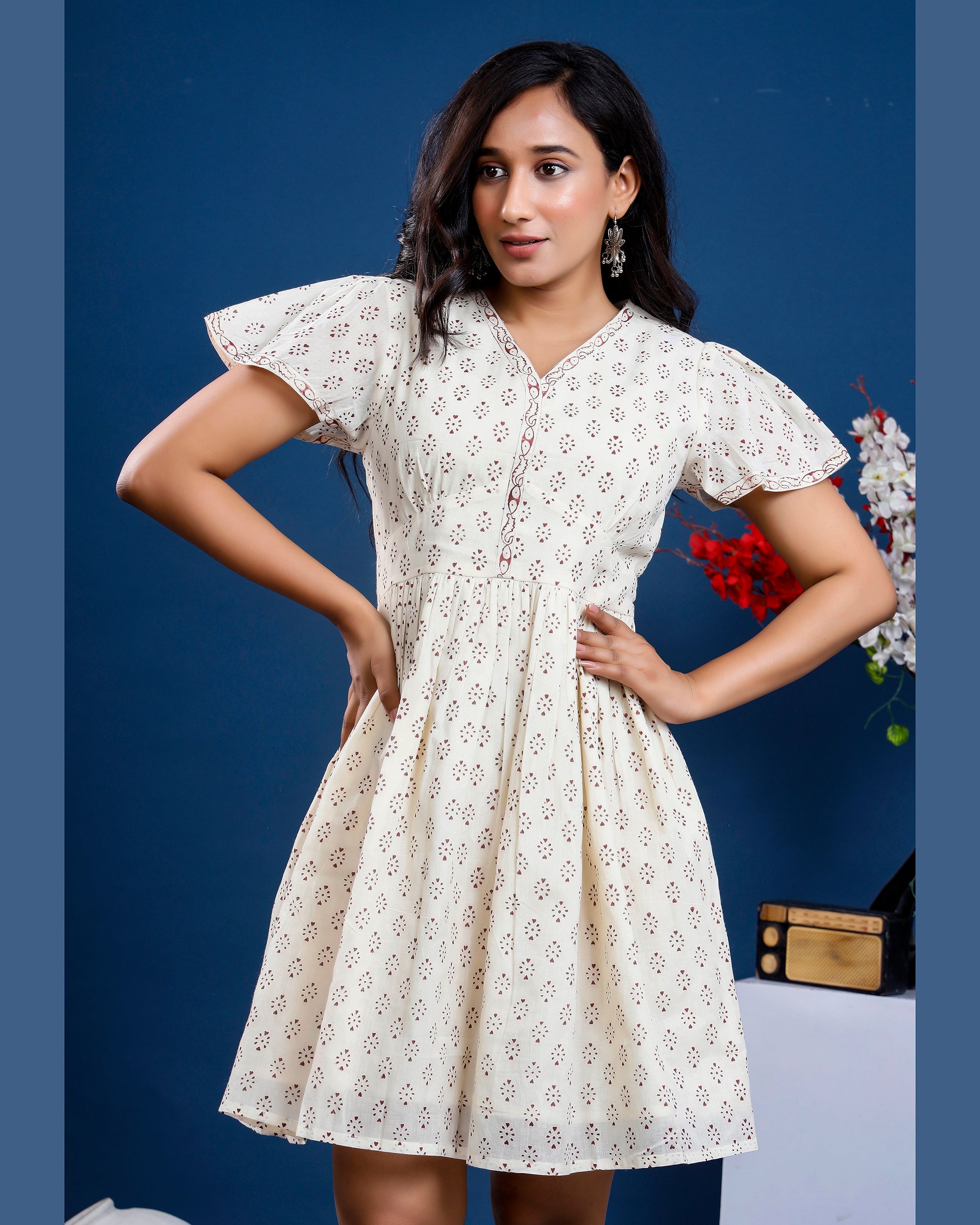 Women hand block printed cotton dress