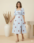 Women hand block printed cotton dress