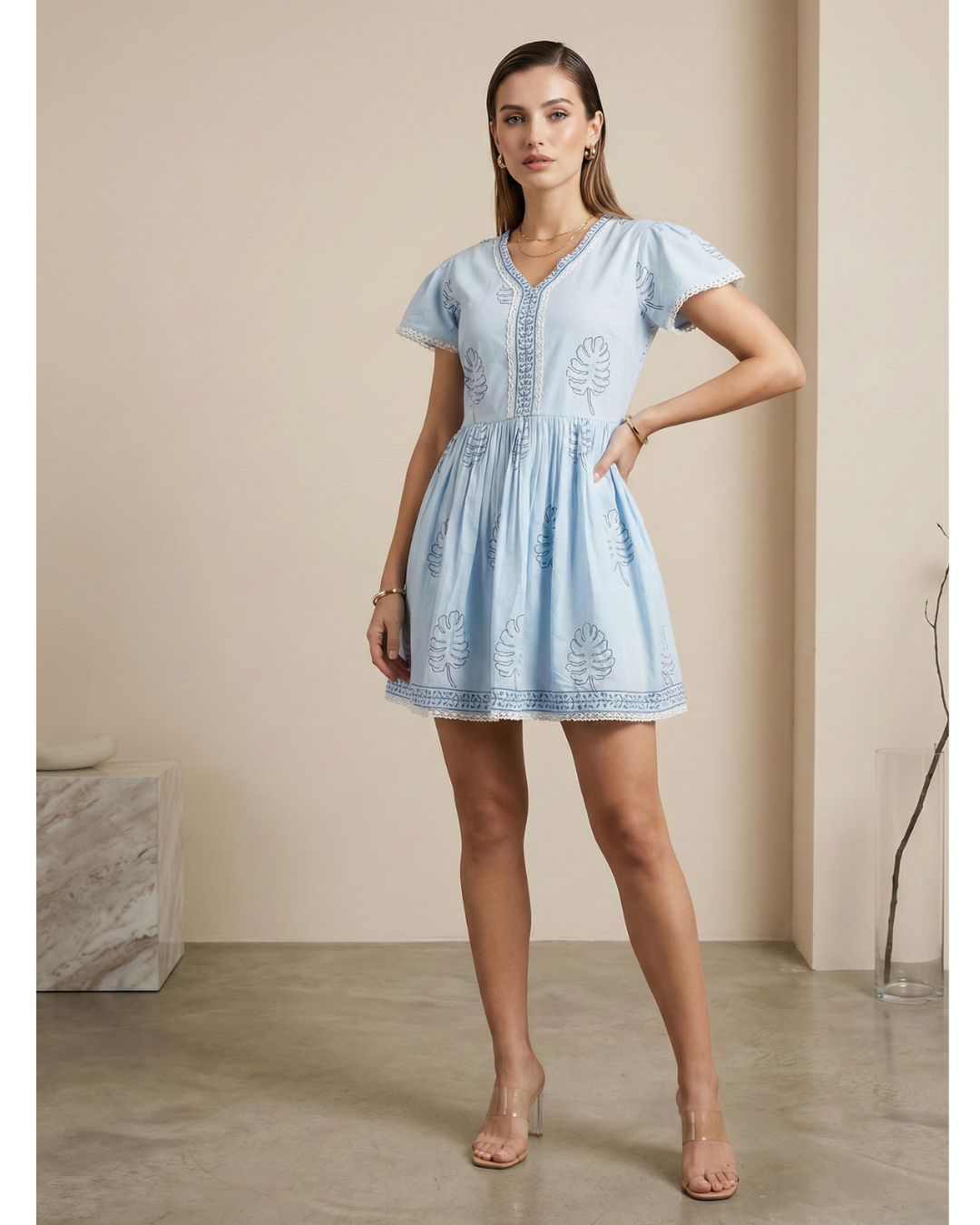 Women hand block printed cotton dress