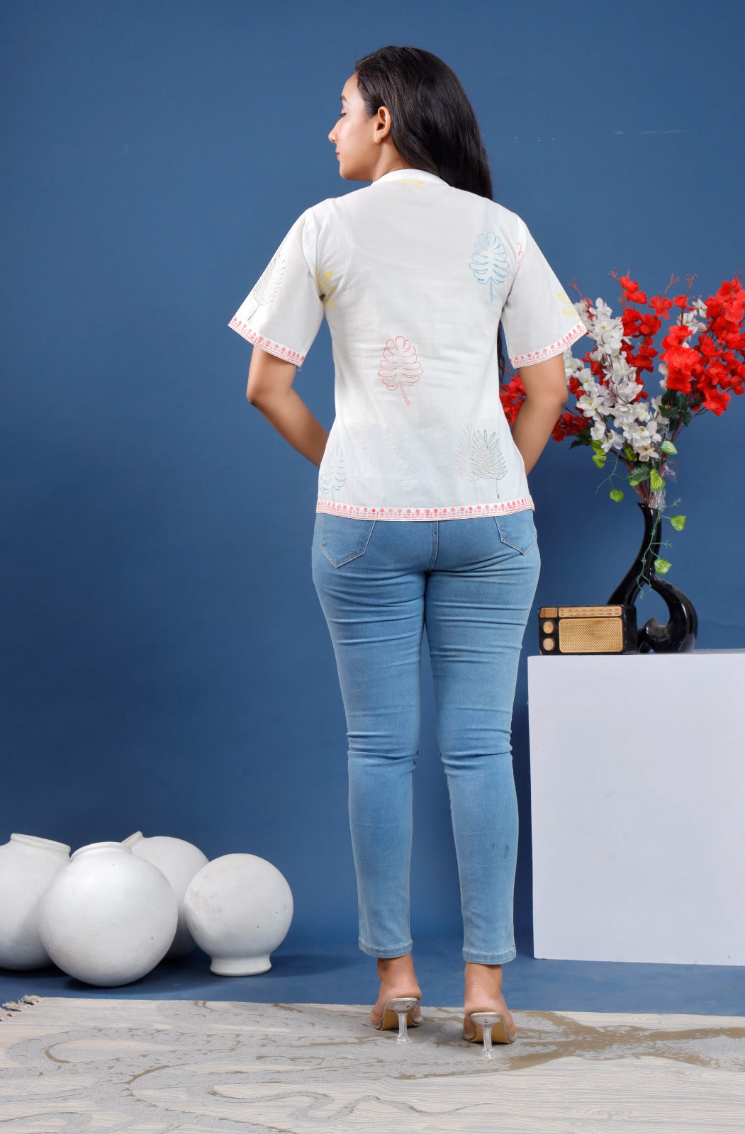 Hand-block printed cotton Top
