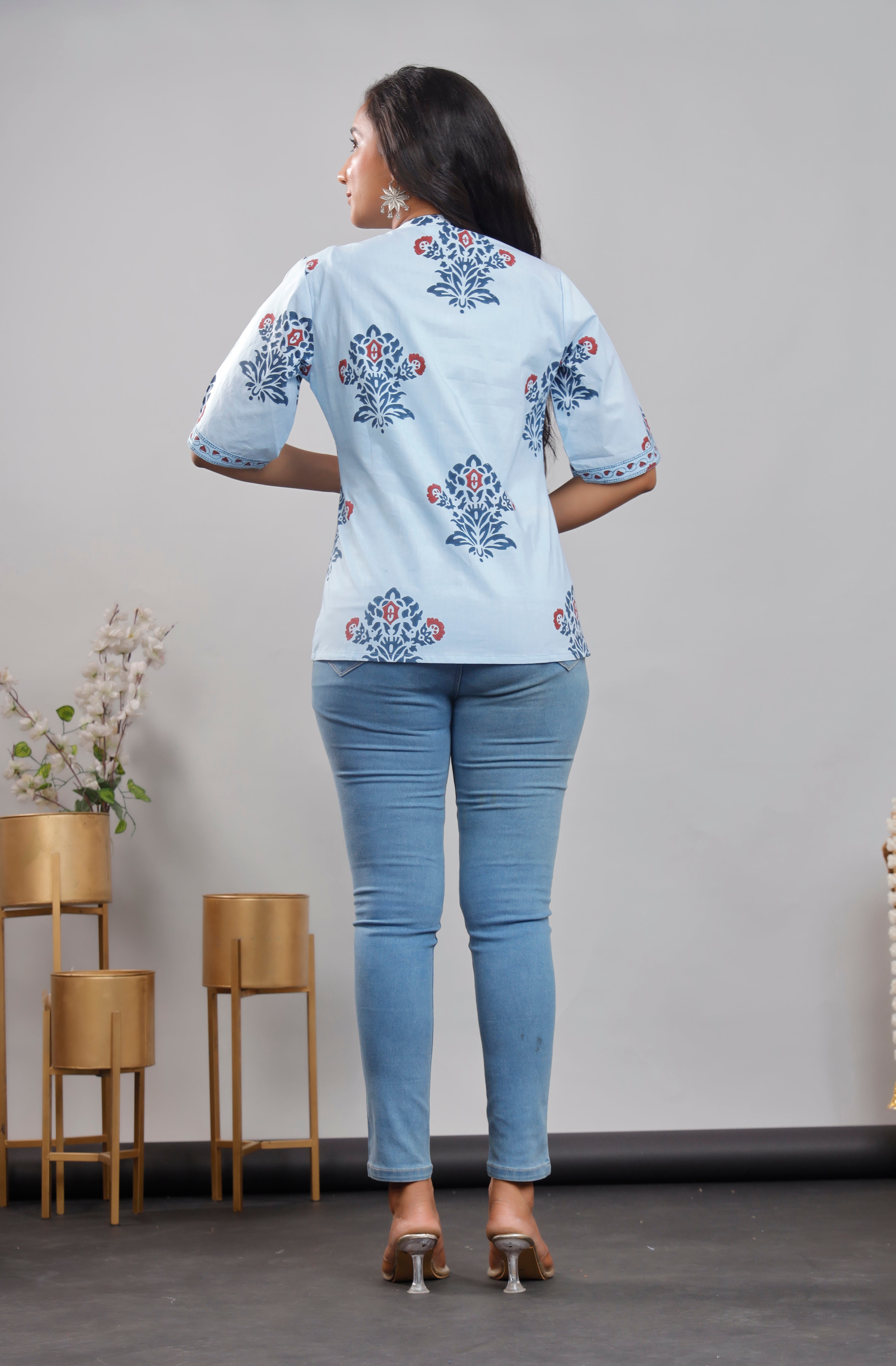 Women's Hand-block printed cotton top