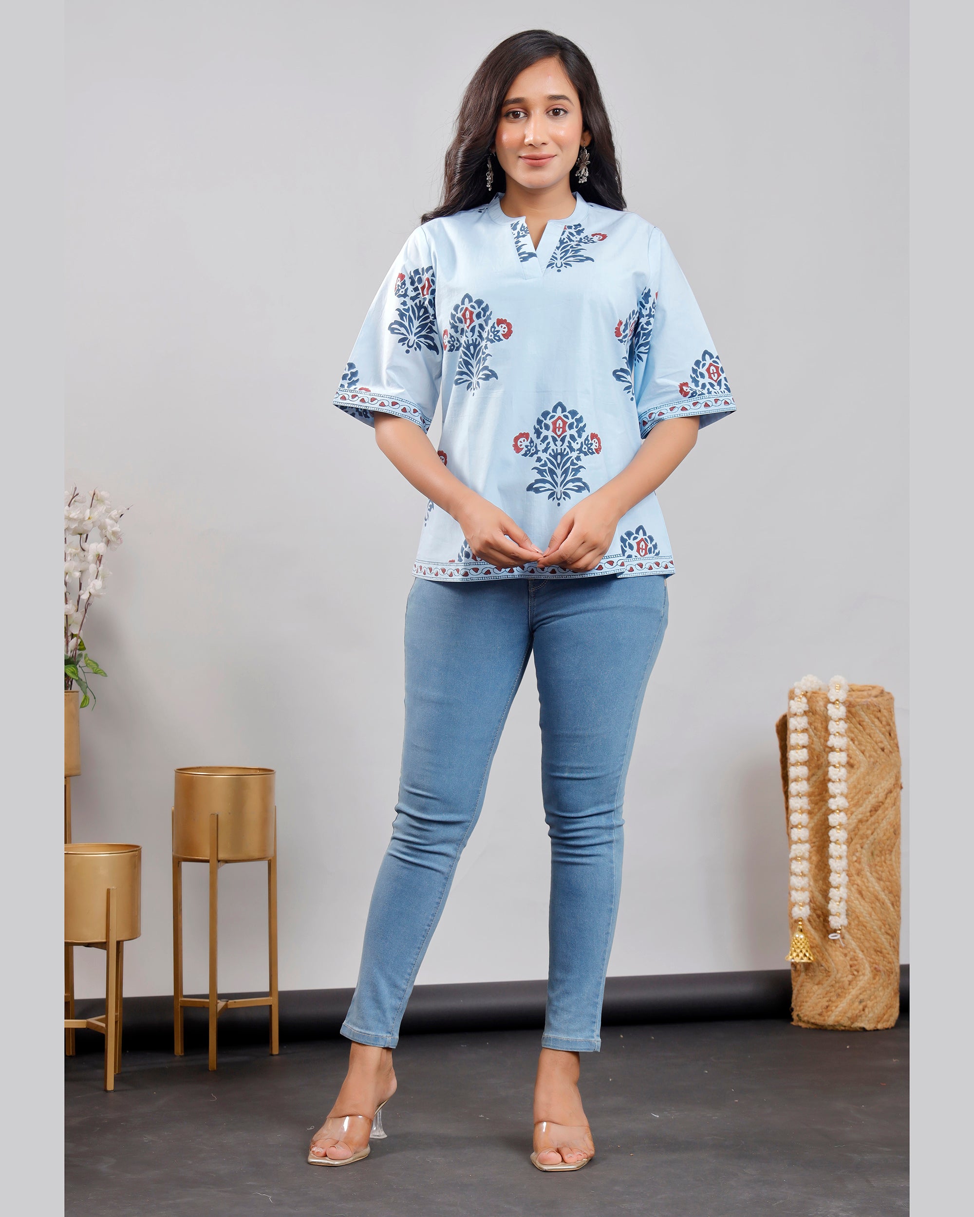 Women's Hand-block printed cotton top