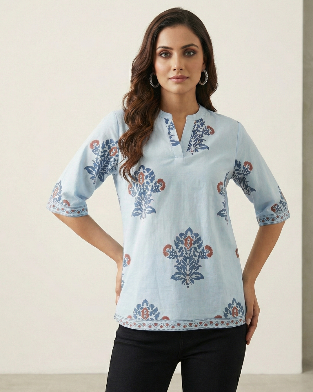 Women Hand block Printed cotton Top
