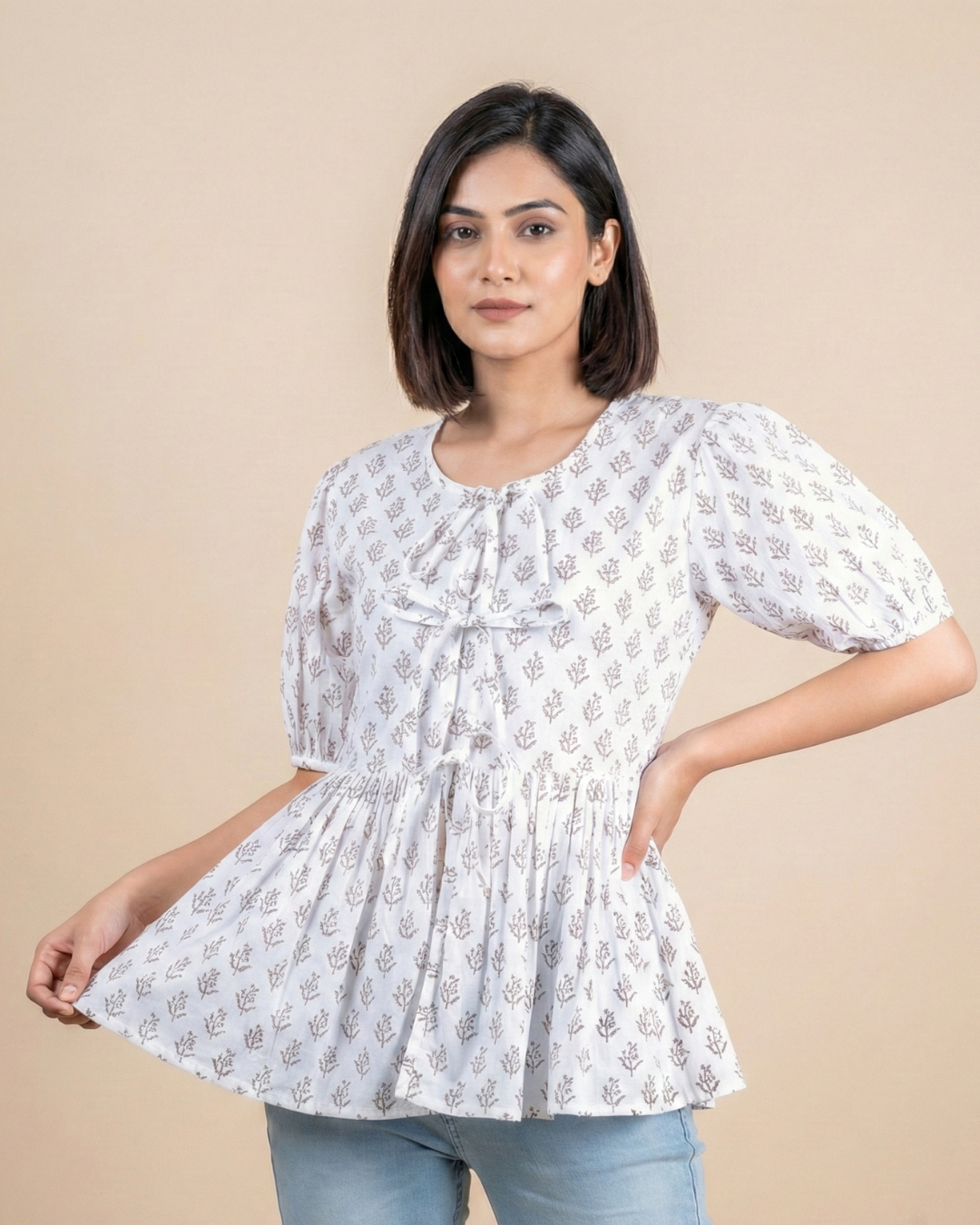 hand block printed cotton top