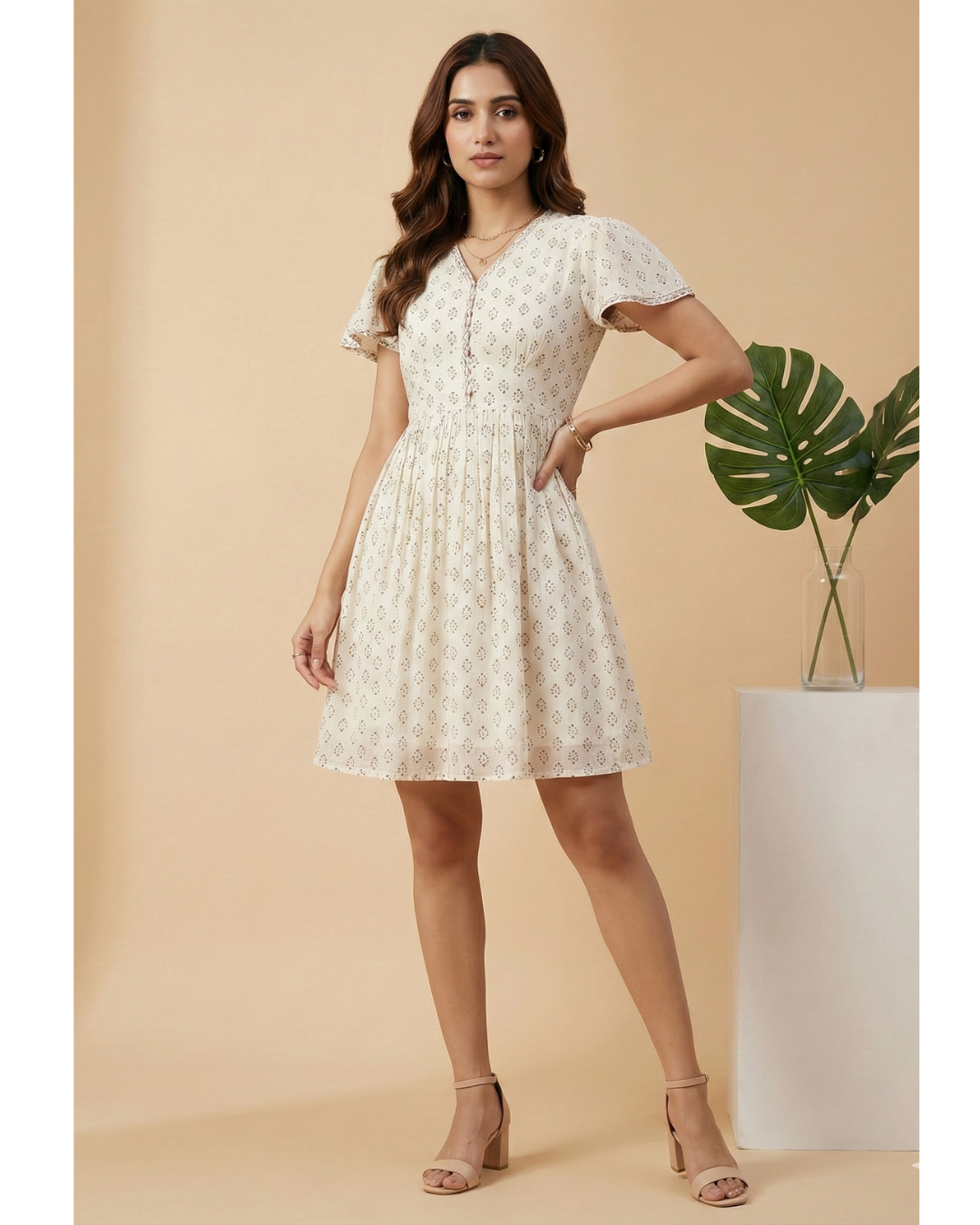 Women hand block printed cotton dress