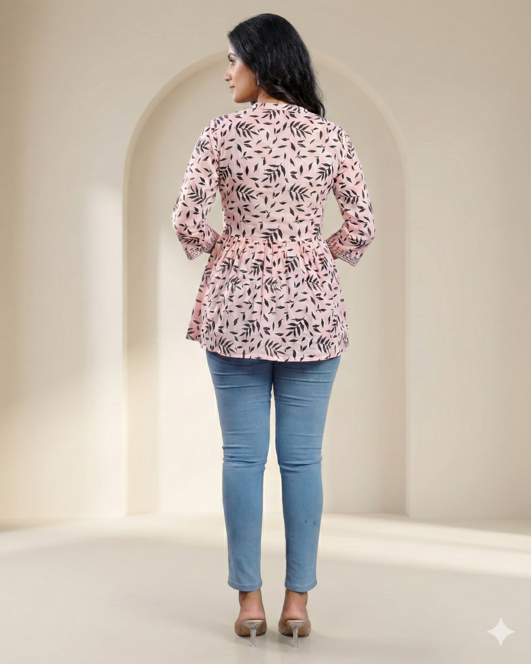 Women hand block printed cotton top