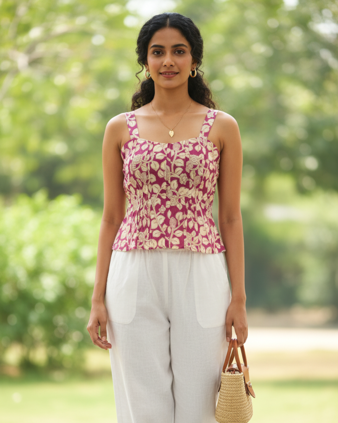 pink printed top