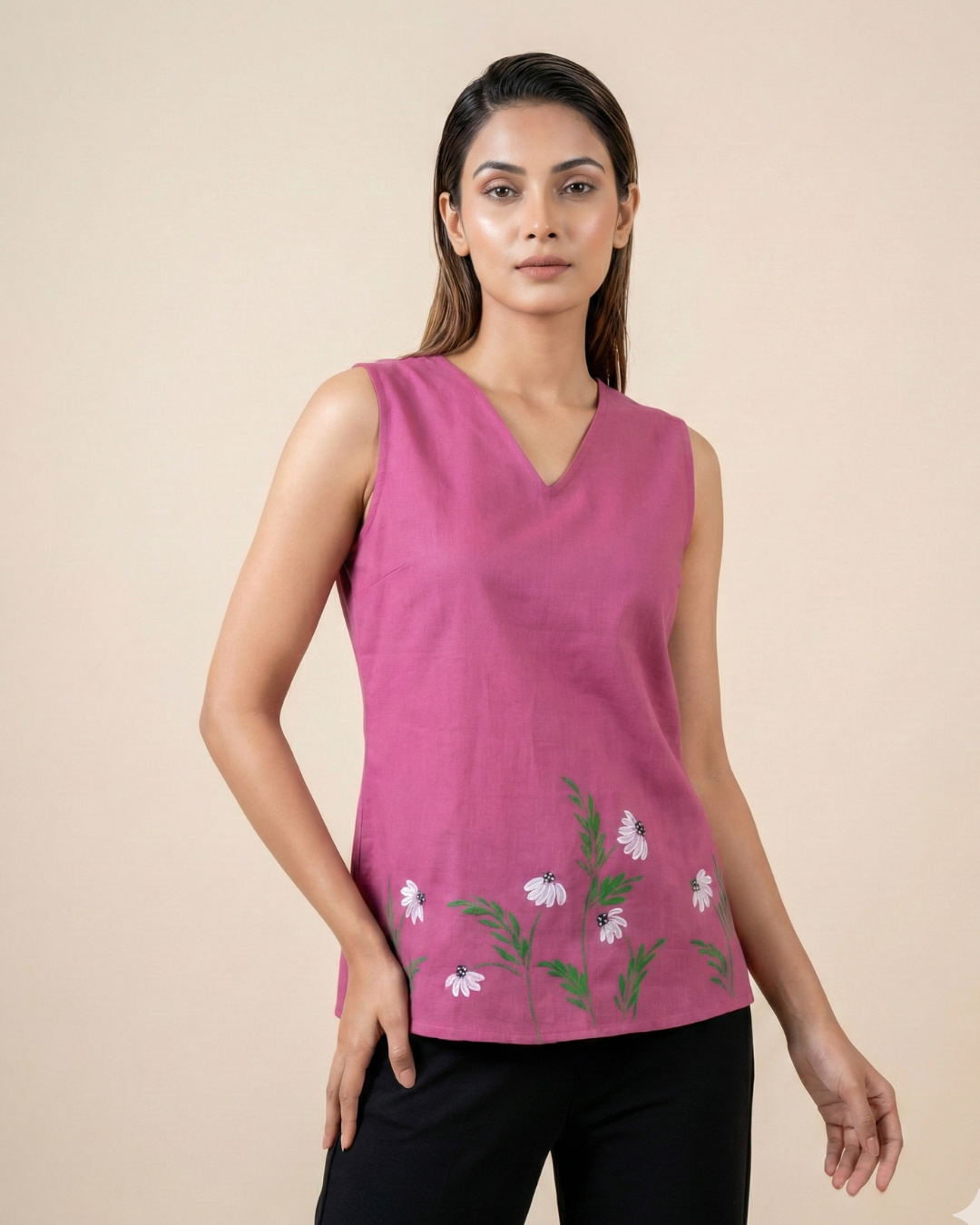women hand painted cotton top