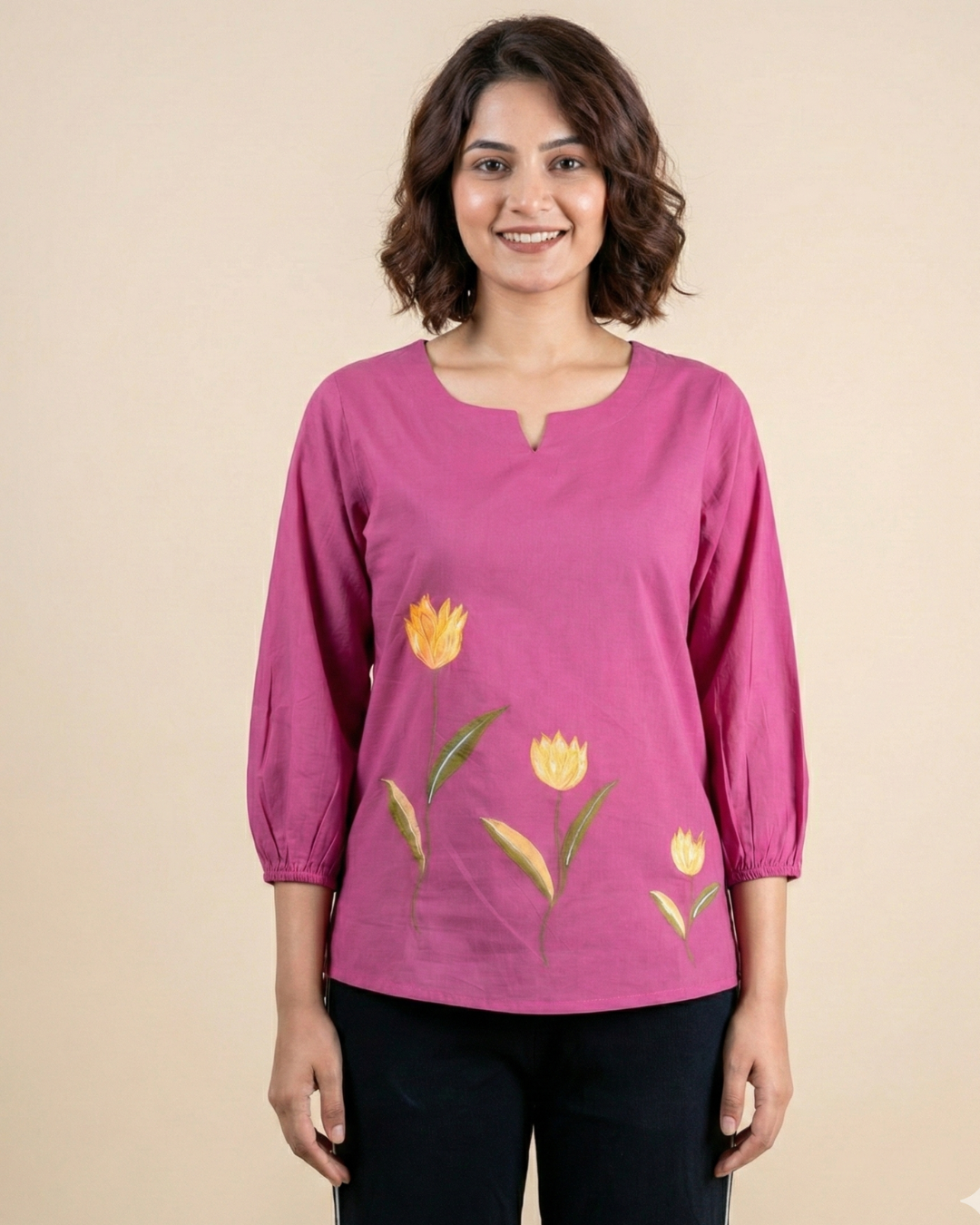 Women hand painted cotton top