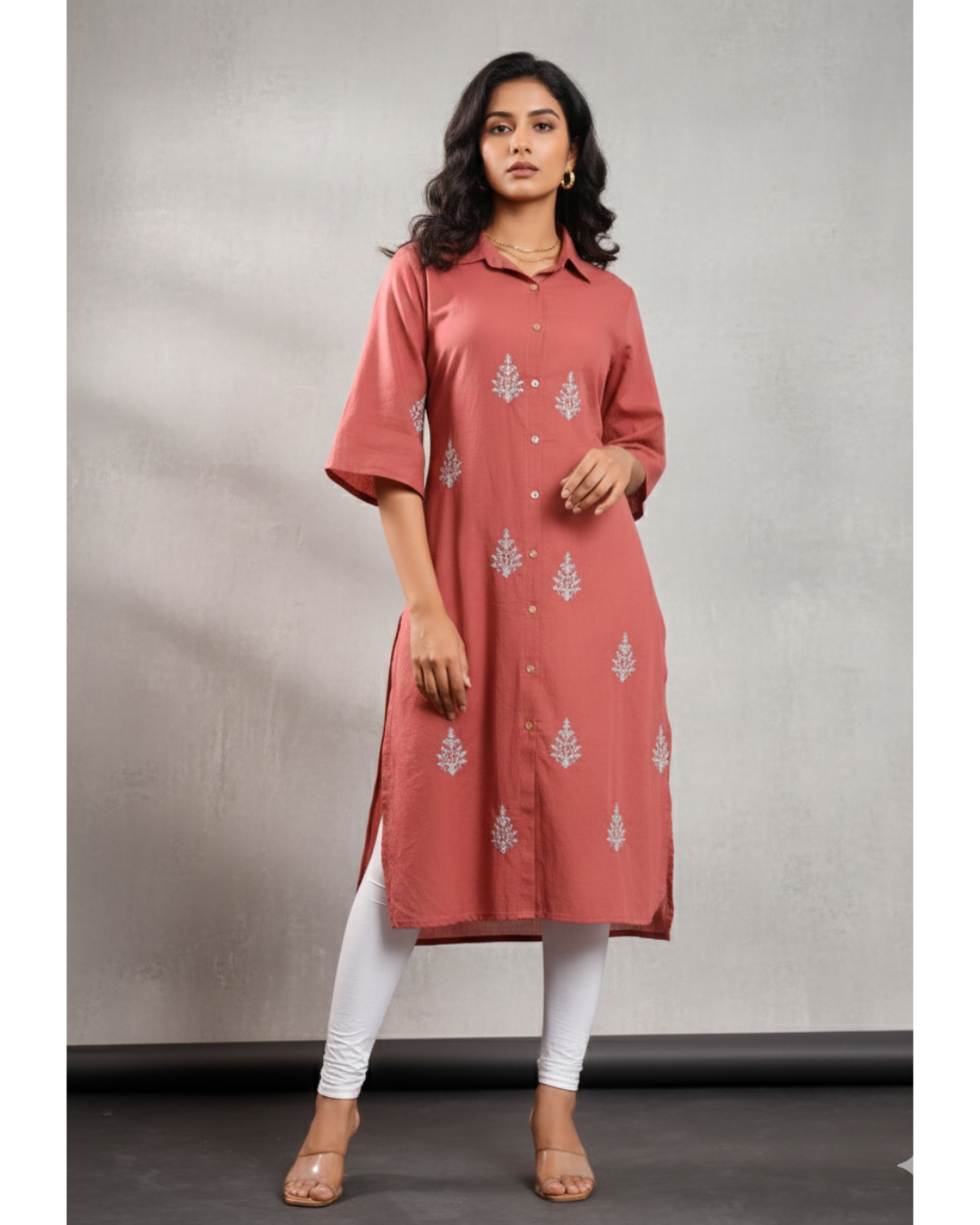 Women Embroidered Cotton Kurta Set