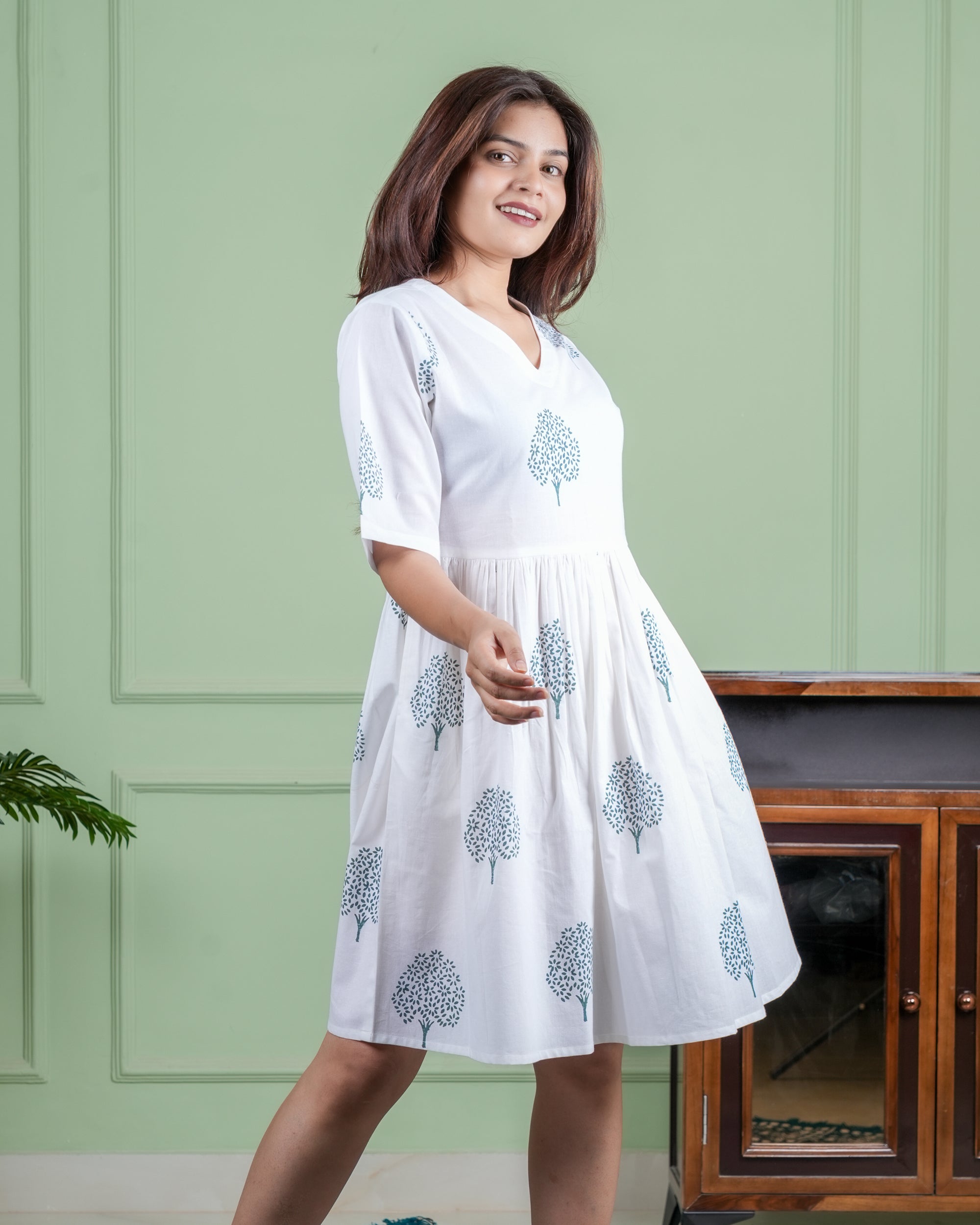 Hand-Block Printed Cotton Dress