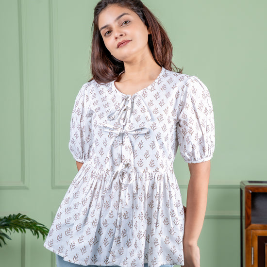 Handblock printed cotton top