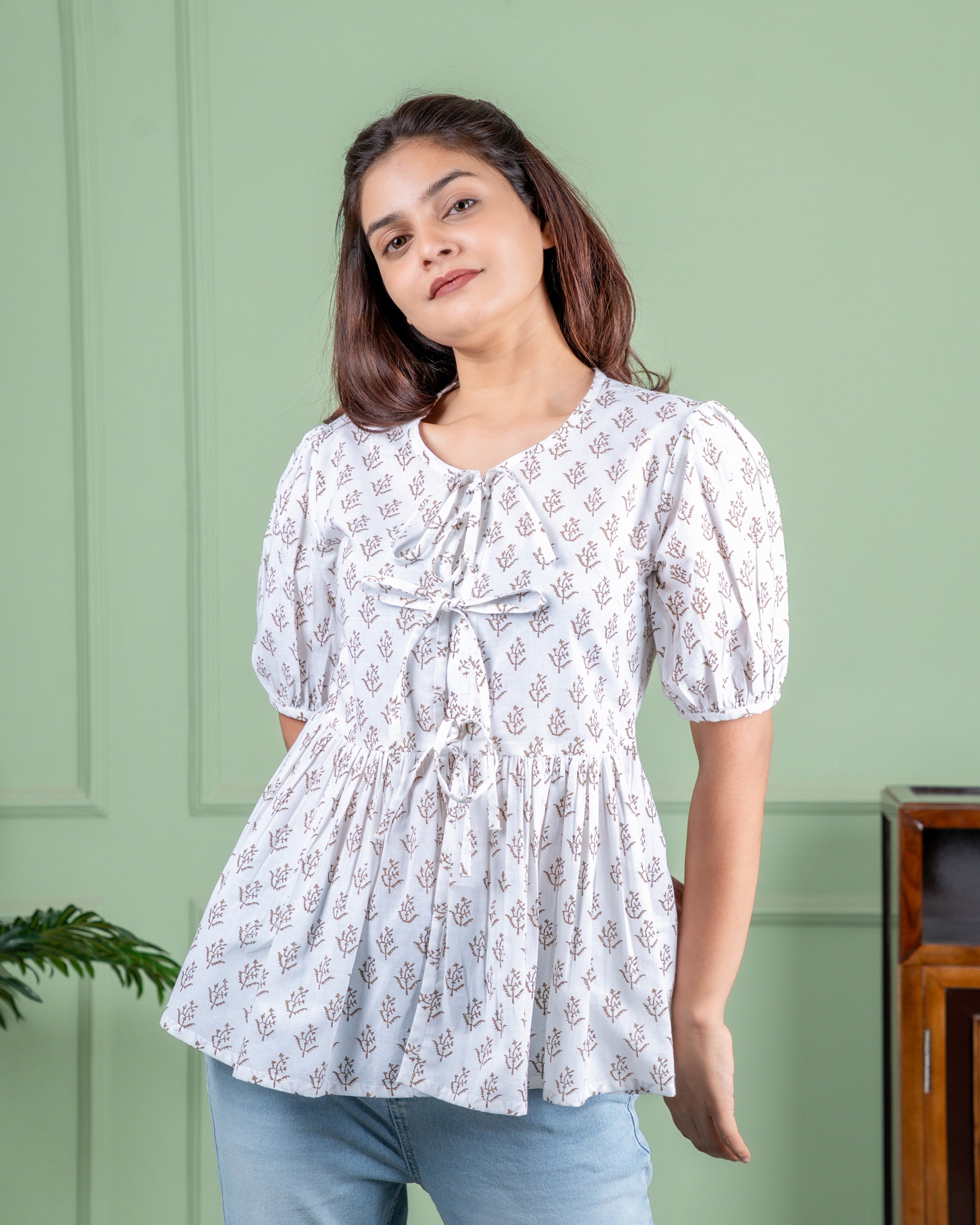 Handblock printed cotton top