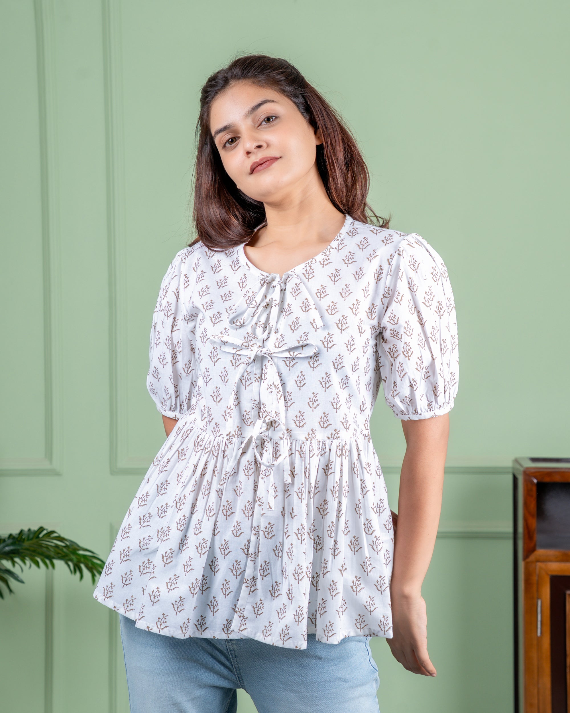 Handblock printed cotton top