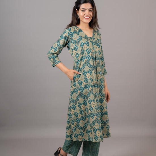 Women's Printed Cotton Kurta Set