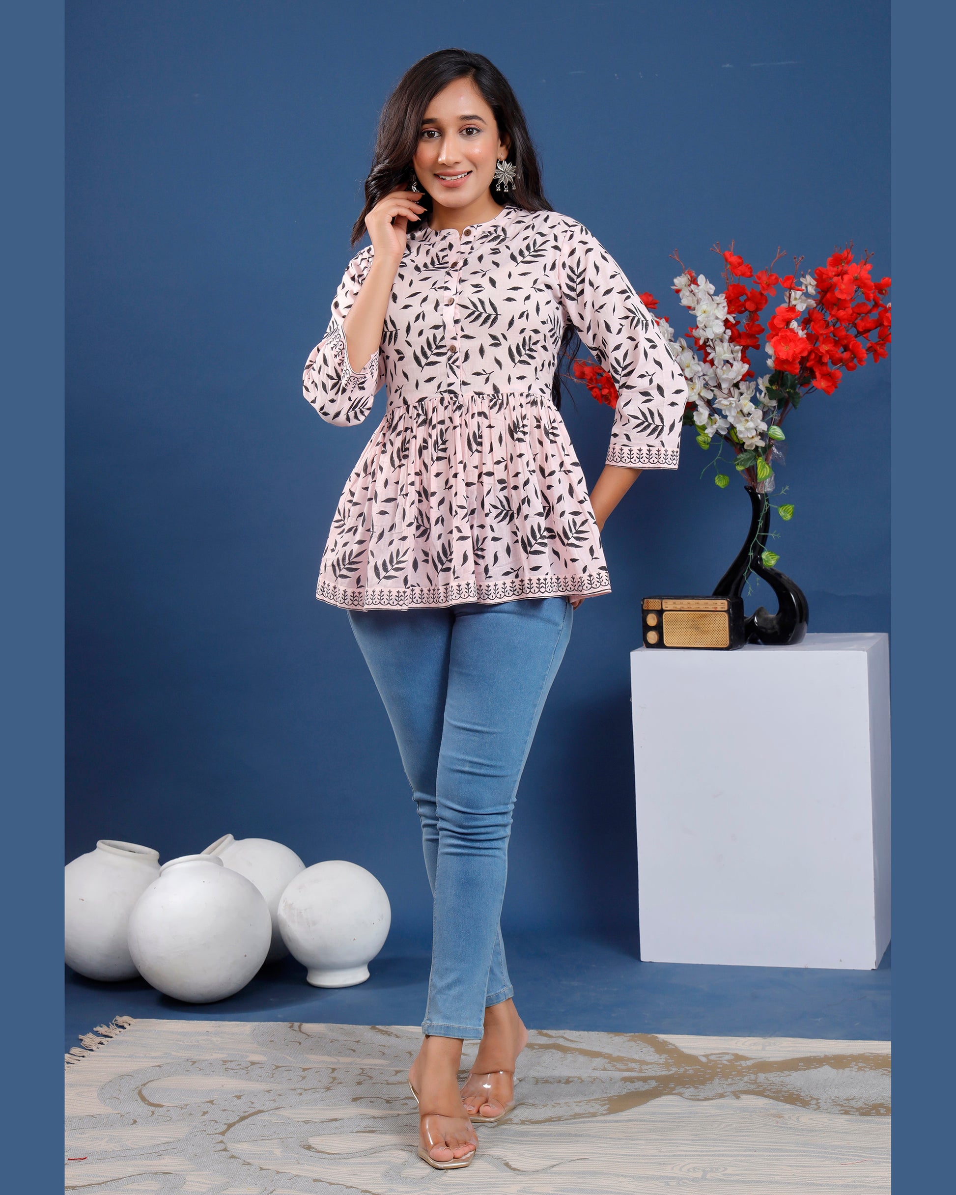 Women Hand-block printed cotton top