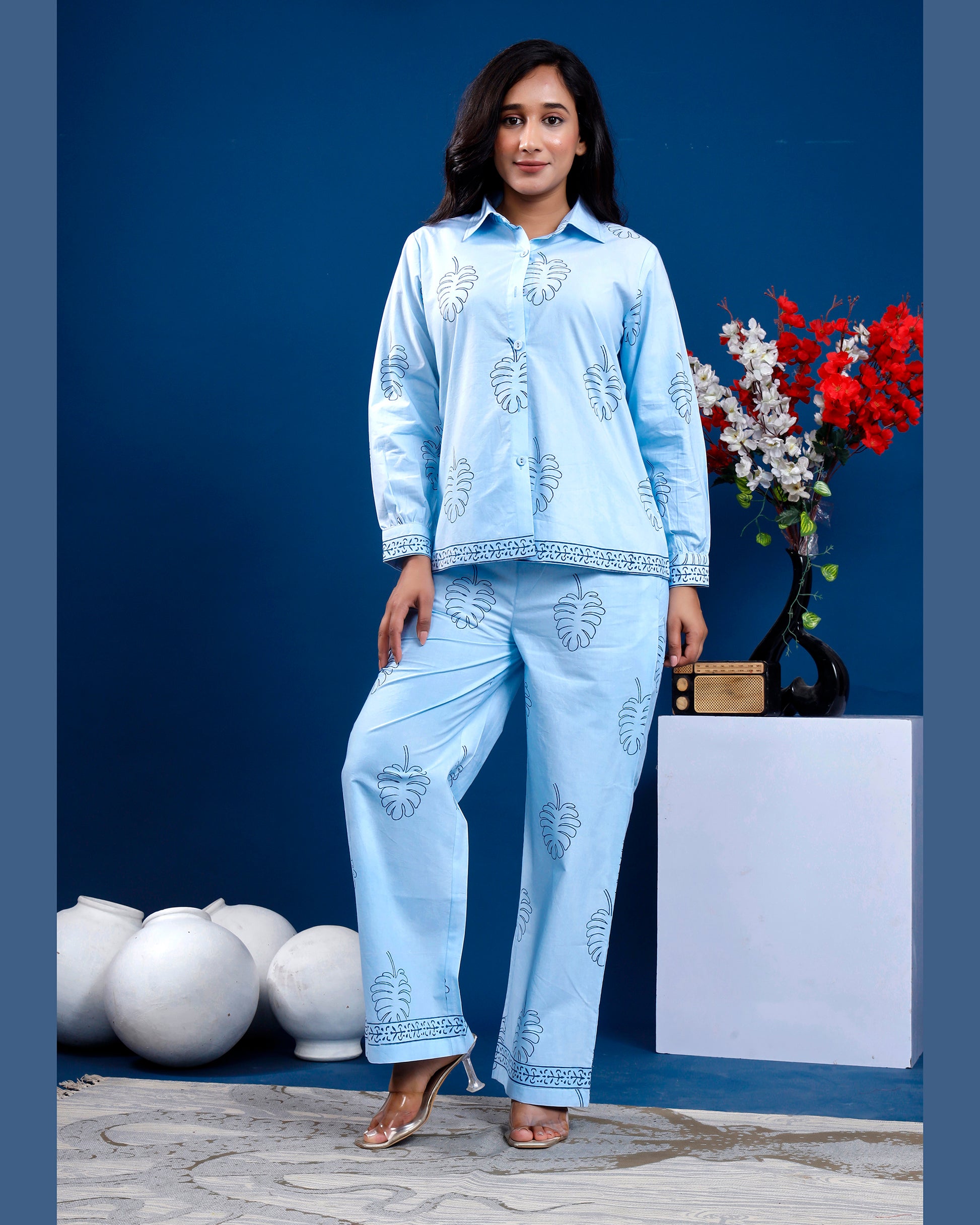 Women hand-block printed cotton co-ord set