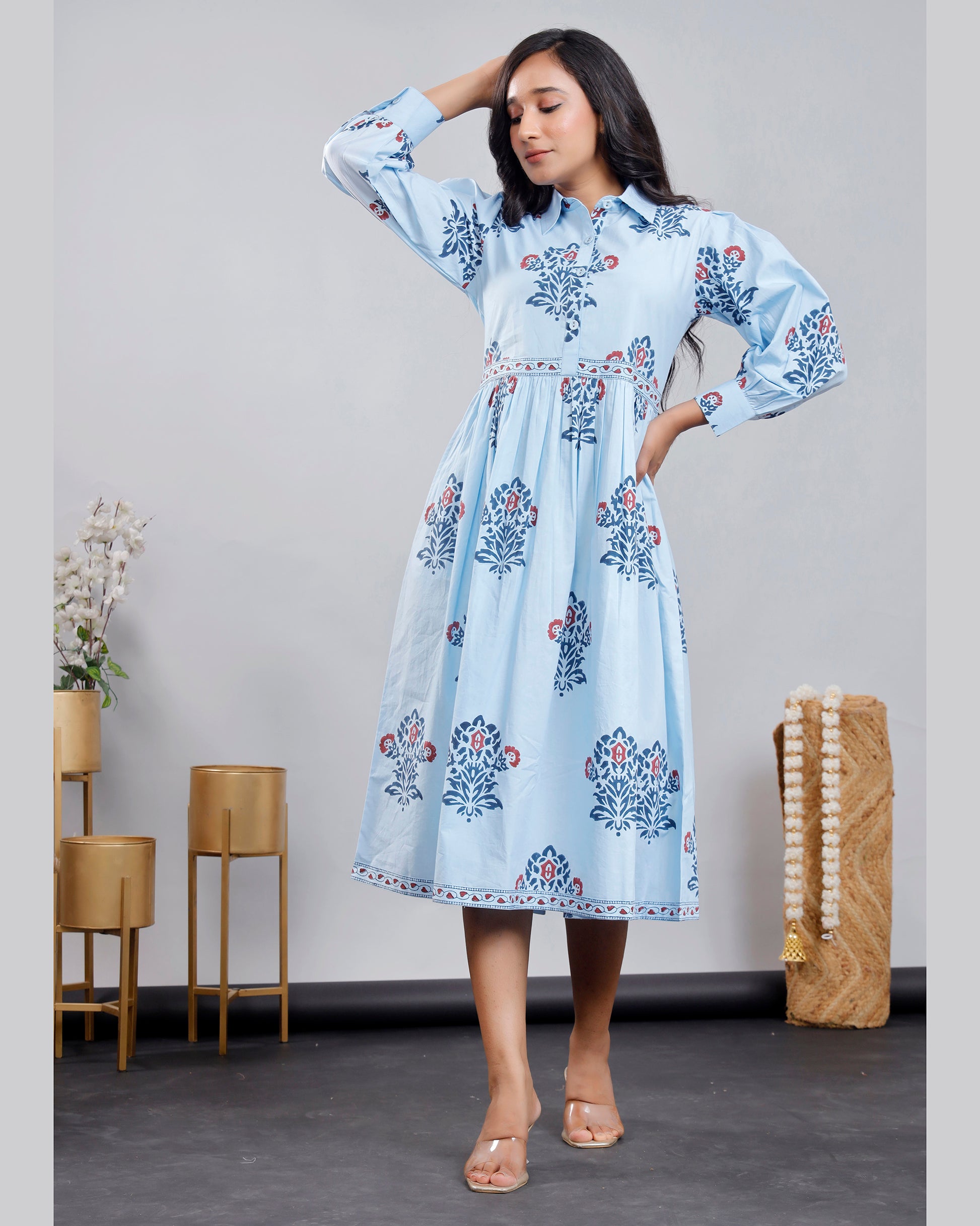 Women Hand-block Printed cotton dress