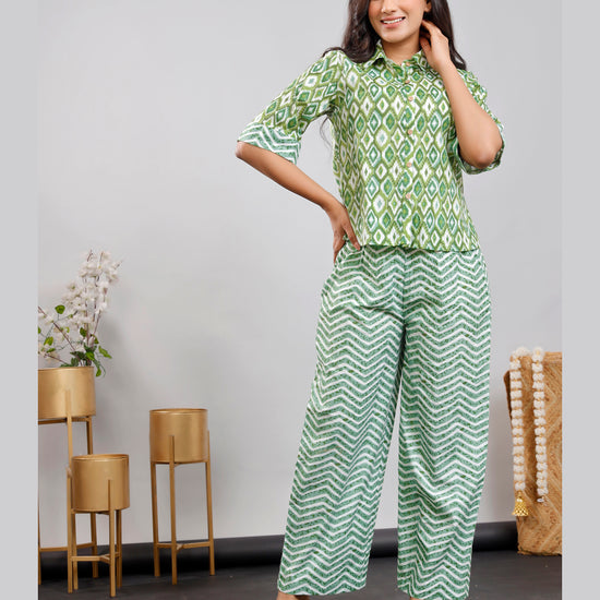 Women printed cotton co-ord set