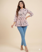 Women hand block printed cotton top