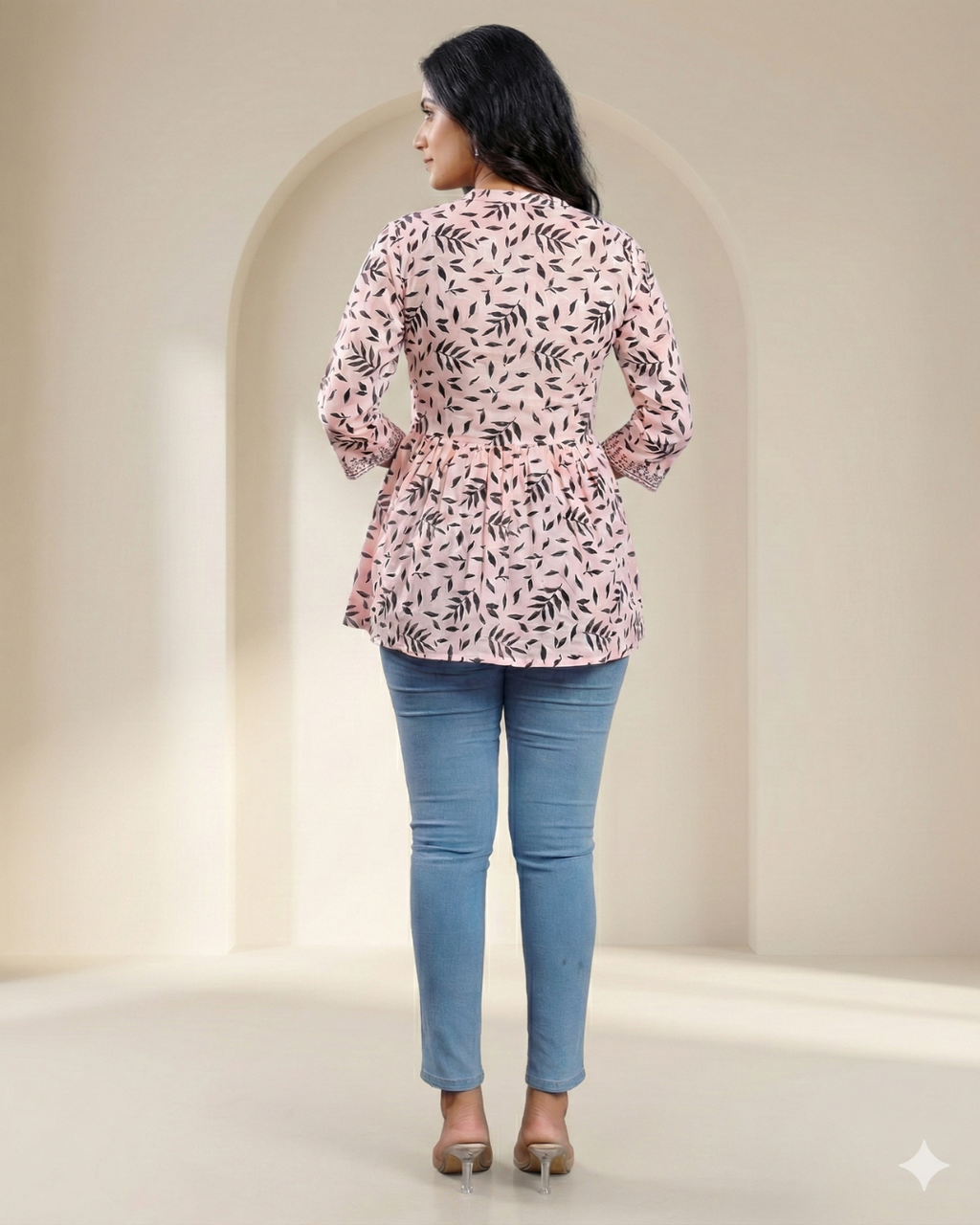 Women hand block printed cotton top