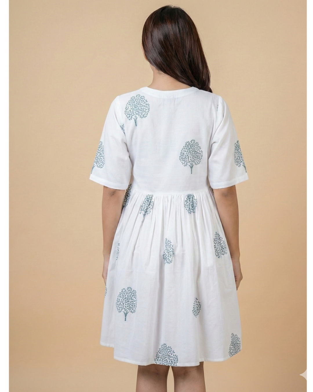 Hand block printed cotton dress