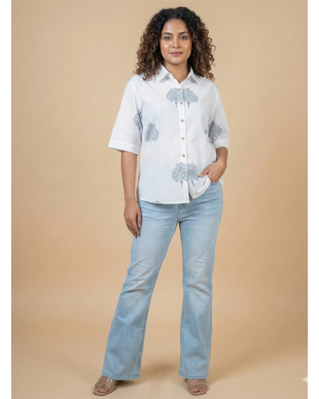 hand-block printed cotton shirt